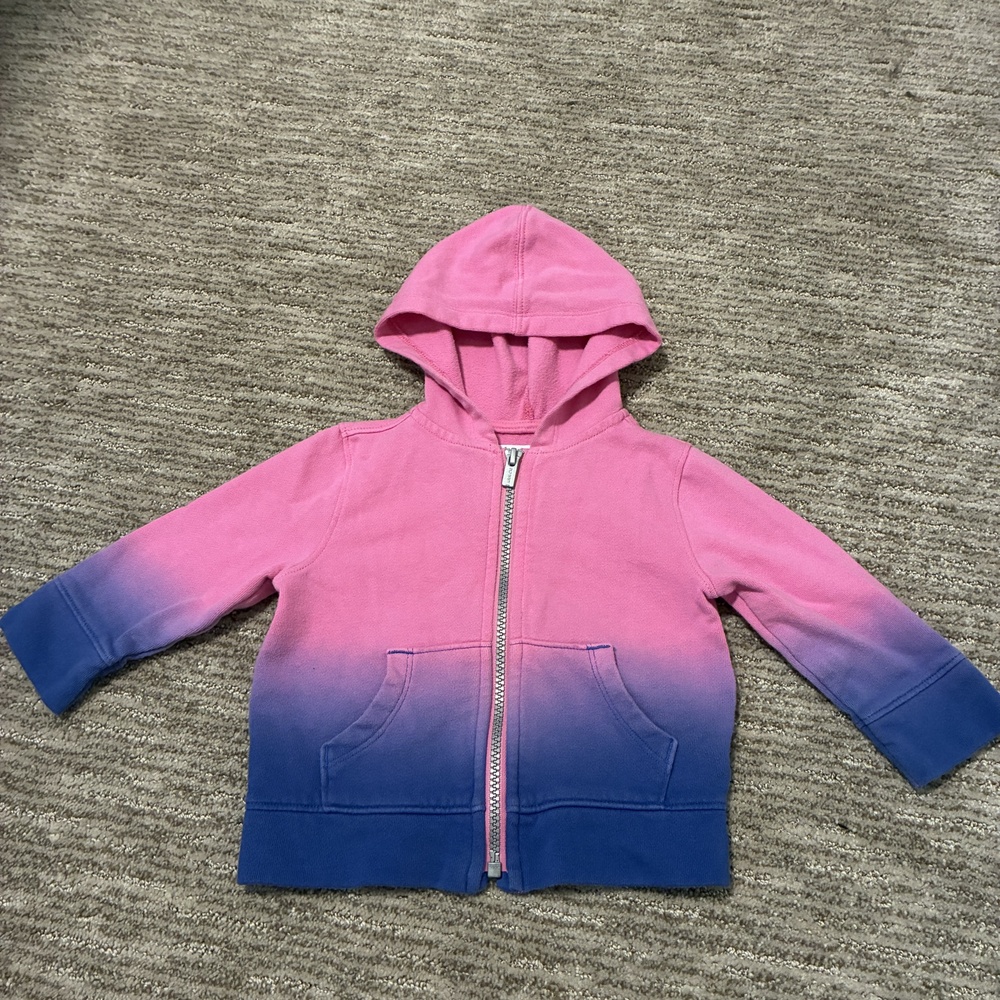 Old Navy Zip-Up Hoodie 12-18M Pink Purple Ombre Full Zip Girls Sweatshirt